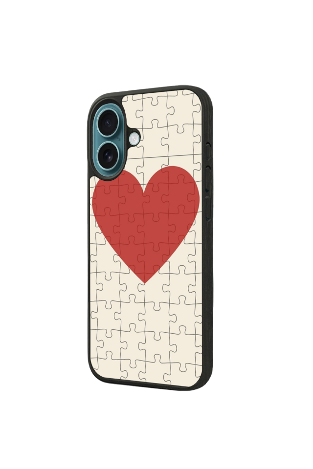 iPhone 16 Plus Uyumlu Kalp Love Tasarımlı Glossy Premium Kılıf