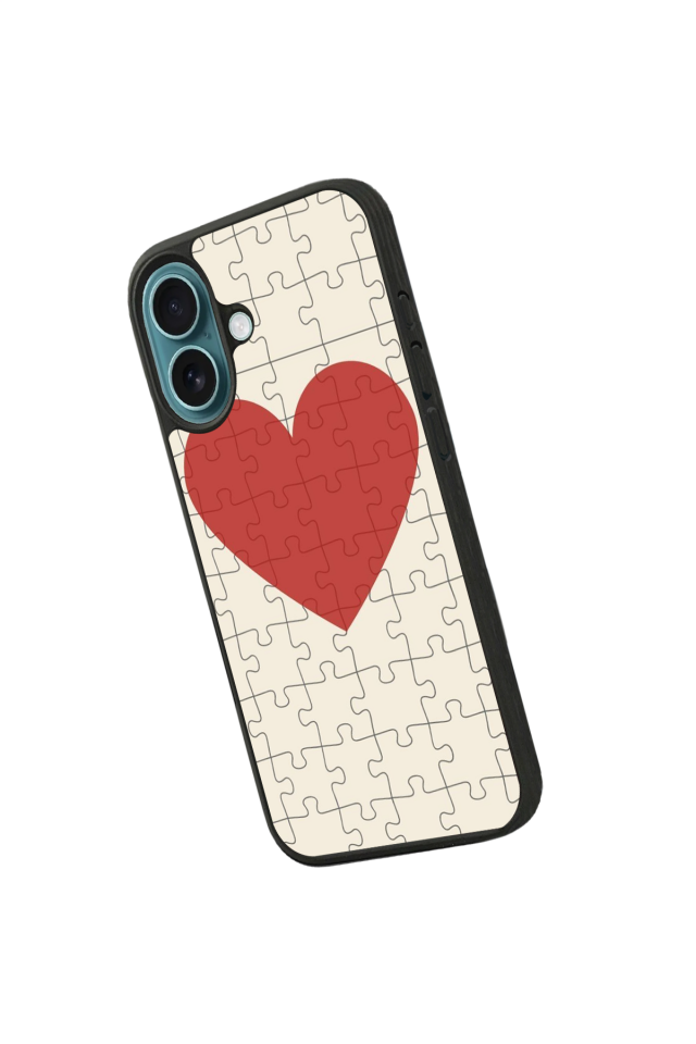 iPhone 16 Plus Uyumlu Kalp Love Tasarımlı Glossy Premium Kılıf