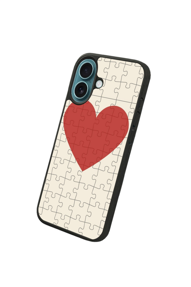 iPhone 16 Plus Uyumlu Kalp Love Tasarımlı Glossy Premium Kılıf
