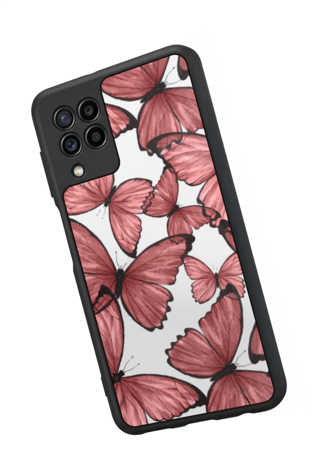 Samsung Galaxy M32 Uyumlu Kelebek Tasarımlı Glossy Premium Kılıf