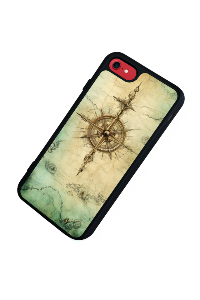 iPhone 8 Uyumlu Pusula Tasarımlı Glossy Premium Kılıf