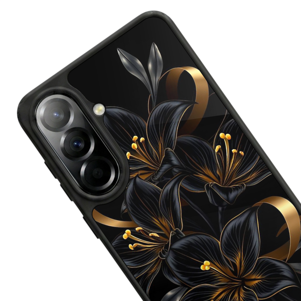 Samsung Galaxy A57 Uyumlu Yaldizli Cicek Tasarımlı Glossy Premium Kılıf