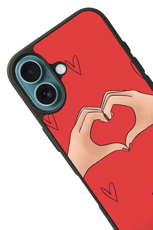 iPhone 16 Plus Uyumlu Kalp Love Tasarımlı Glossy Premium Kılıf