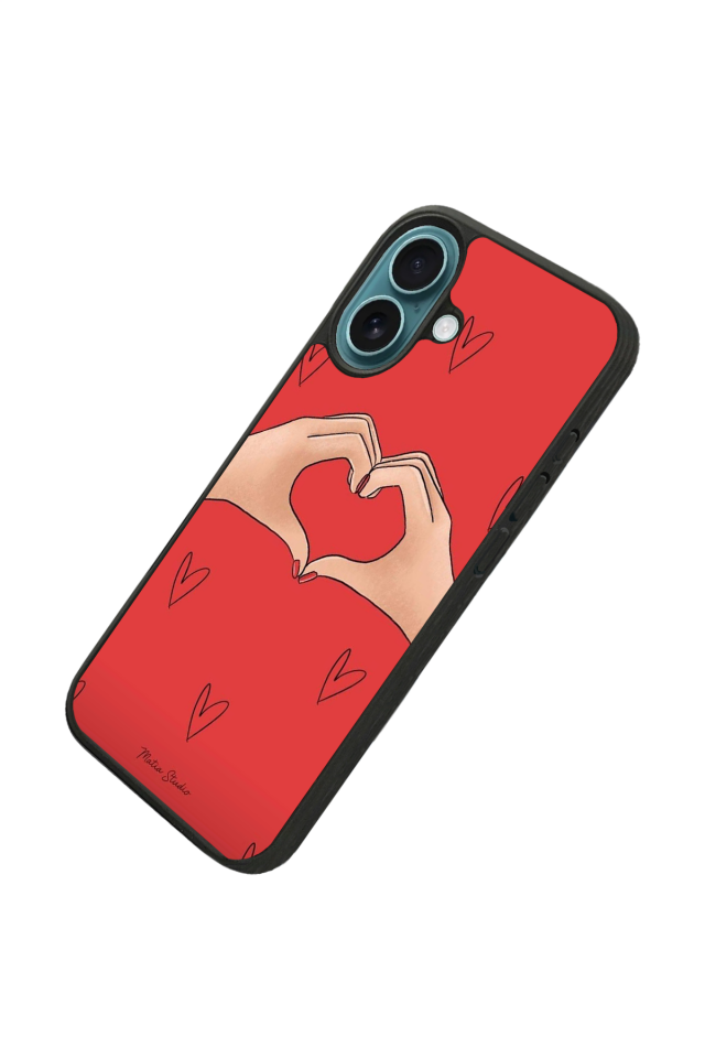 iPhone 16 Plus Uyumlu Kalp Love Tasarımlı Glossy Premium Kılıf