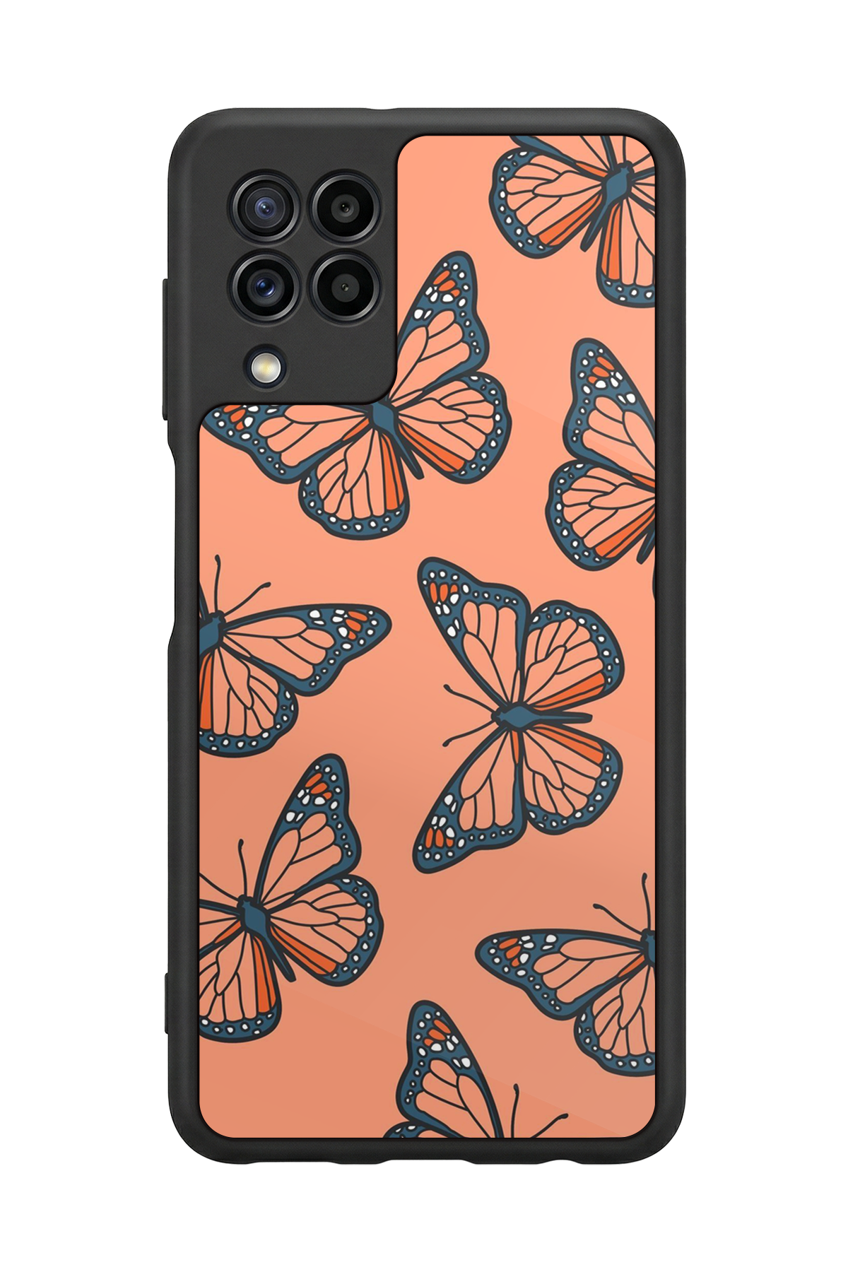Samsung Galaxy M32 Uyumlu Kelebek Tasarımlı Glossy Premium Kılıf