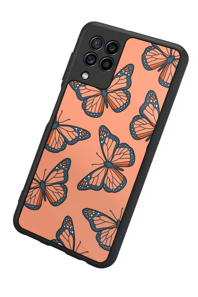 Samsung Galaxy M32 Uyumlu Kelebek Tasarımlı Glossy Premium Kılıf