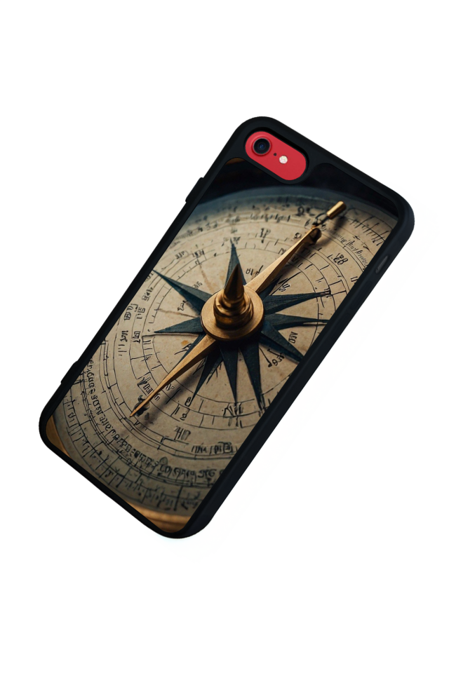 iPhone 8 Uyumlu Pusula Tasarımlı Glossy Premium Kılıf