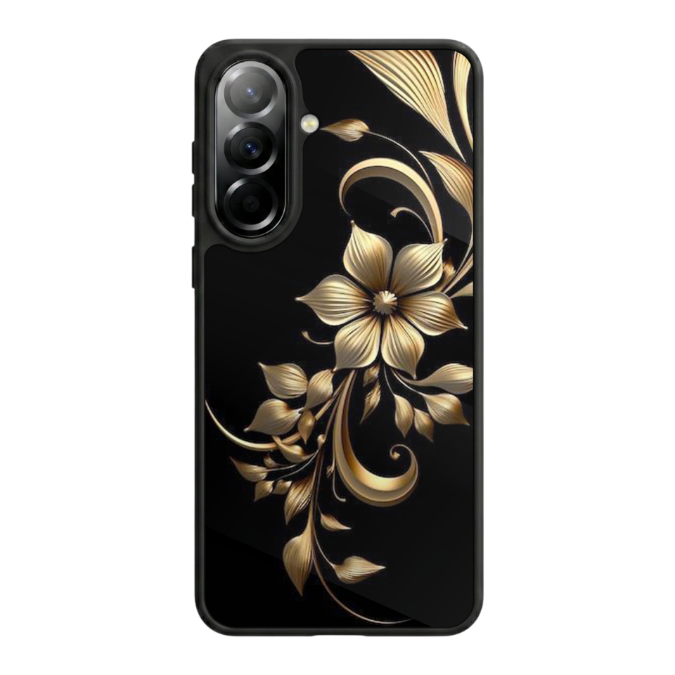 Samsung Galaxy A57 Uyumlu Yaldizli Cicek Tasarımlı Glossy Premium Kılıf