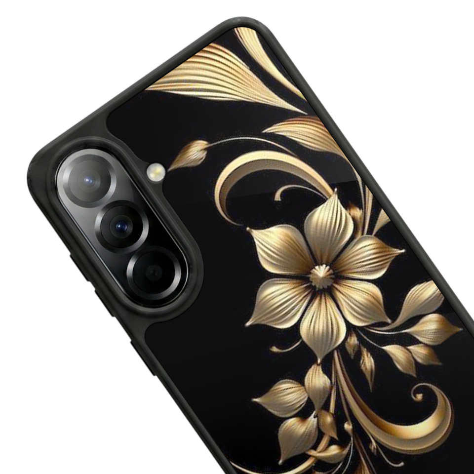 Samsung Galaxy A57 Uyumlu Yaldizli Cicek Tasarımlı Glossy Premium Kılıf