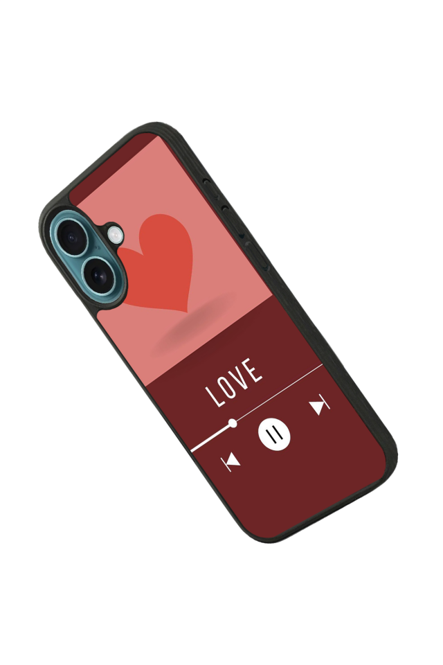 iPhone 16 Plus Uyumlu Kalp Love Tasarımlı Glossy Premium Kılıf