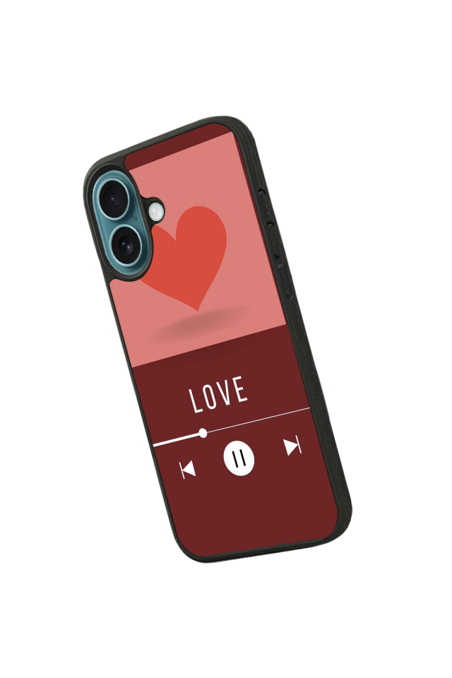 iPhone 16 Plus Uyumlu Kalp Love Tasarımlı Glossy Premium Kılıf