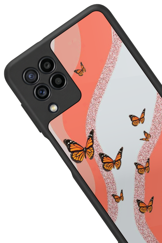 Samsung Galaxy M32 Uyumlu Kelebek Tasarımlı Glossy Premium Kılıf