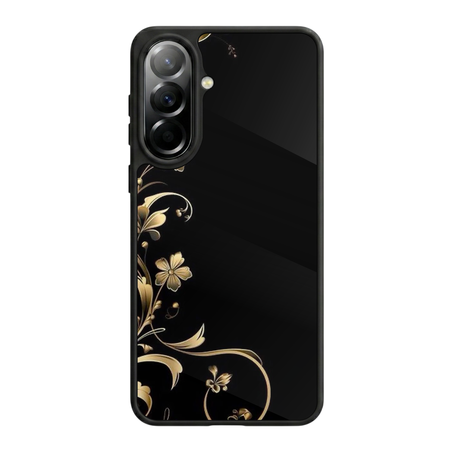 Samsung Galaxy A57 Uyumlu Yaldizli Cicek Tasarımlı Glossy Premium Kılıf