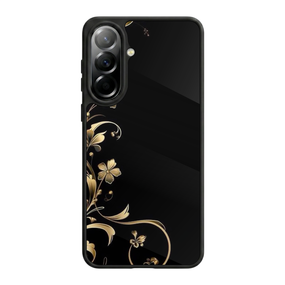 Samsung Galaxy A57 Uyumlu Yaldizli Cicek Tasarımlı Glossy Premium Kılıf