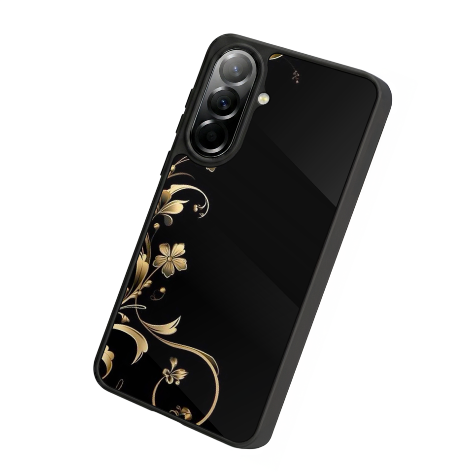 Samsung Galaxy A57 Uyumlu Yaldizli Cicek Tasarımlı Glossy Premium Kılıf