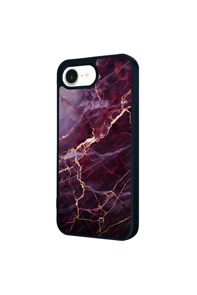 iPhone 16E Uyumlu Mermer Marble Tasarımlı Glossy Premium Kılıf
