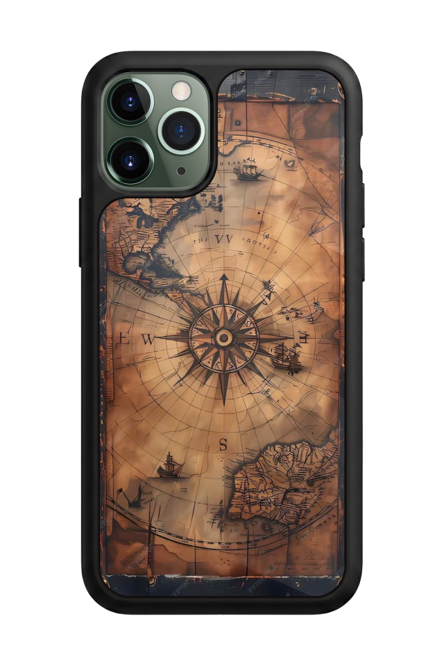 iPhone 11 Pro Uyumlu Harita Tasarımlı Glossy Premium Kılıf