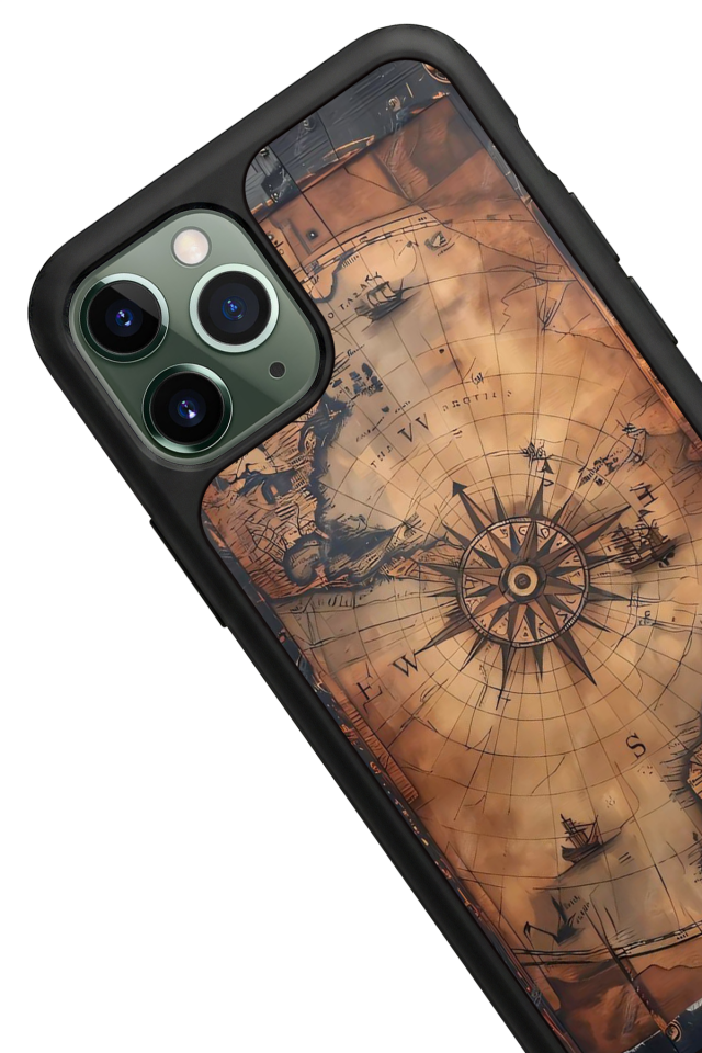 iPhone 11 Pro Uyumlu Harita Tasarımlı Glossy Premium Kılıf
