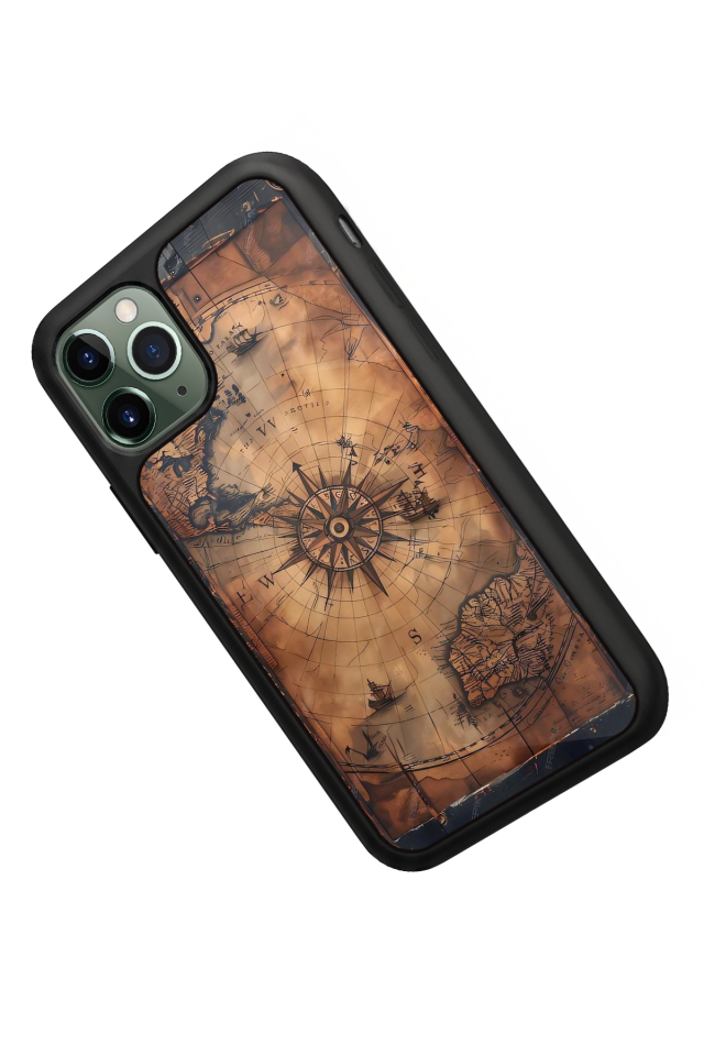 iPhone 11 Pro Uyumlu Harita Tasarımlı Glossy Premium Kılıf