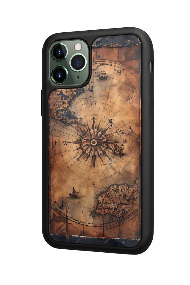 iPhone 11 Pro Uyumlu Harita Tasarımlı Glossy Premium Kılıf