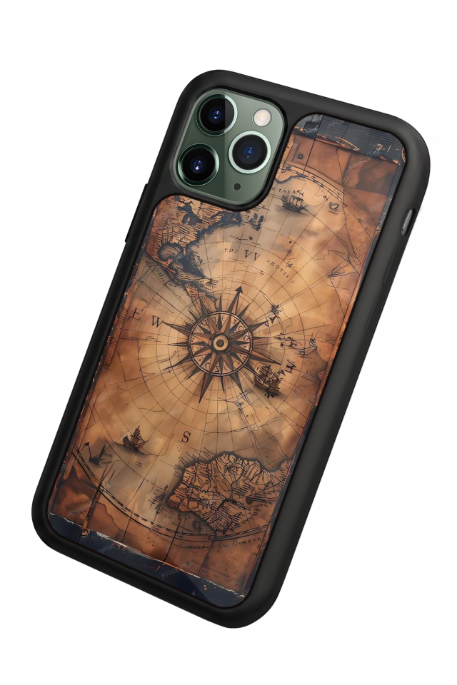 iPhone 11 Pro Uyumlu Harita Tasarımlı Glossy Premium Kılıf