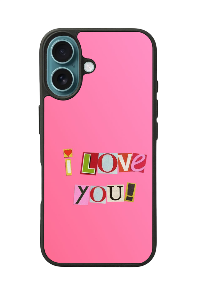 iPhone 16 Plus Uyumlu Kalp Love Tasarımlı Glossy Premium Kılıf
