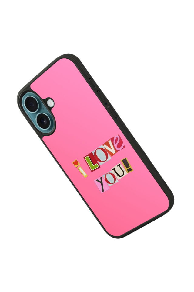 iPhone 16 Plus Uyumlu Kalp Love Tasarımlı Glossy Premium Kılıf