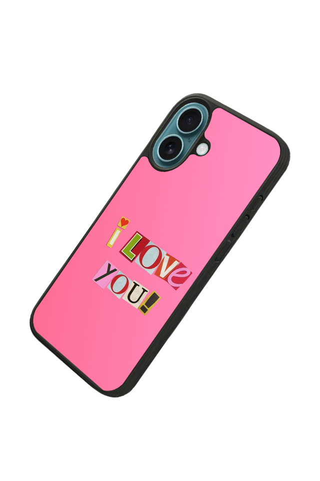 iPhone 16 Plus Uyumlu Kalp Love Tasarımlı Glossy Premium Kılıf