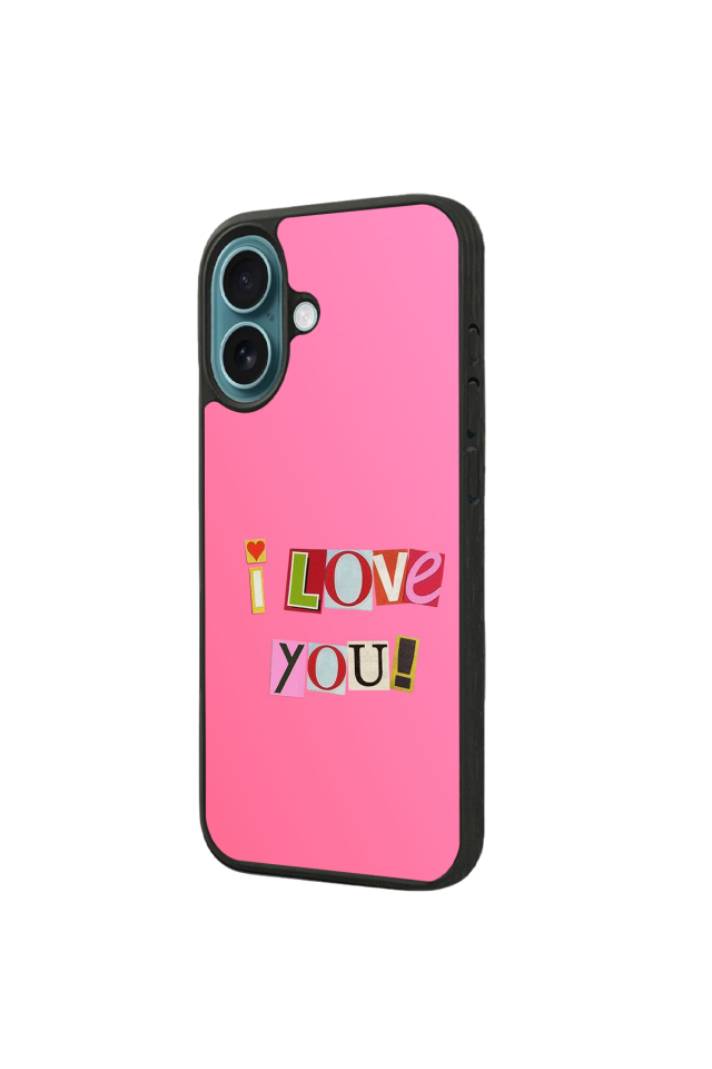 iPhone 16 Plus Uyumlu Kalp Love Tasarımlı Glossy Premium Kılıf