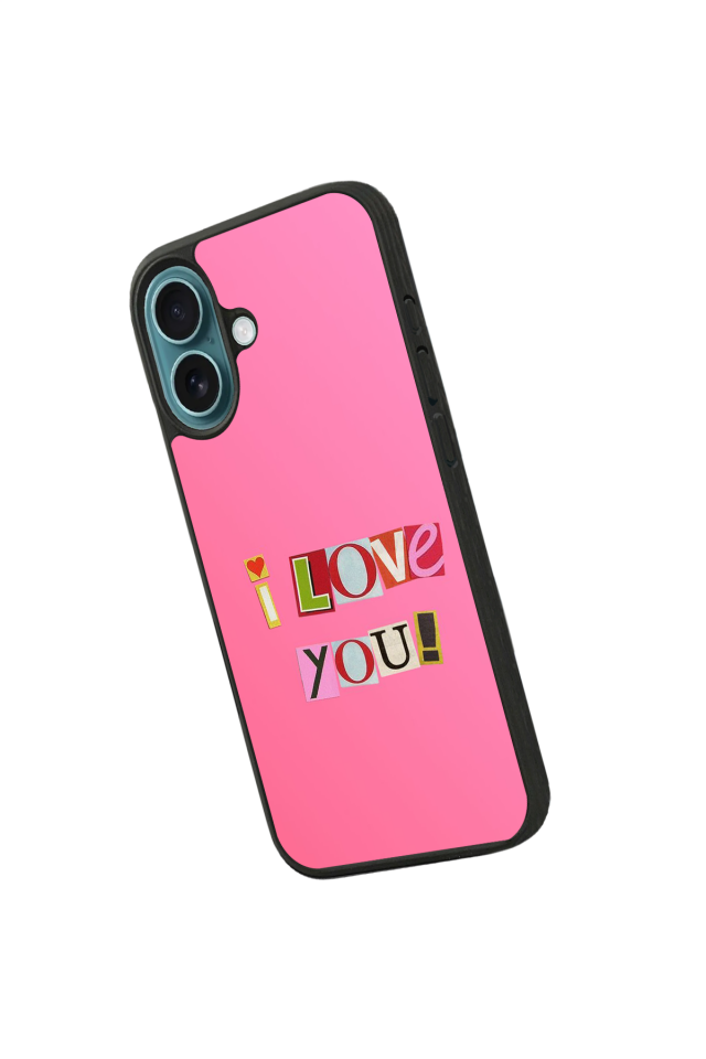 iPhone 16 Plus Uyumlu Kalp Love Tasarımlı Glossy Premium Kılıf