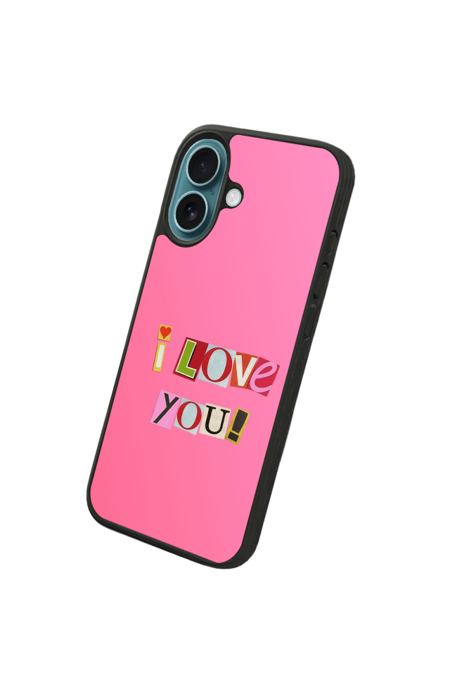 iPhone 16 Plus Uyumlu Kalp Love Tasarımlı Glossy Premium Kılıf