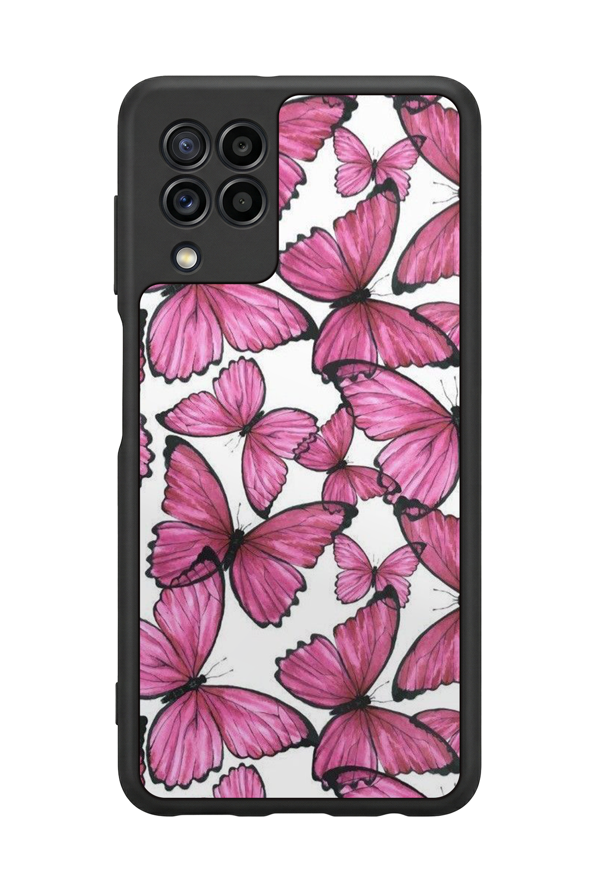 Samsung Galaxy M32 Uyumlu Kelebek Tasarımlı Glossy Premium Kılıf