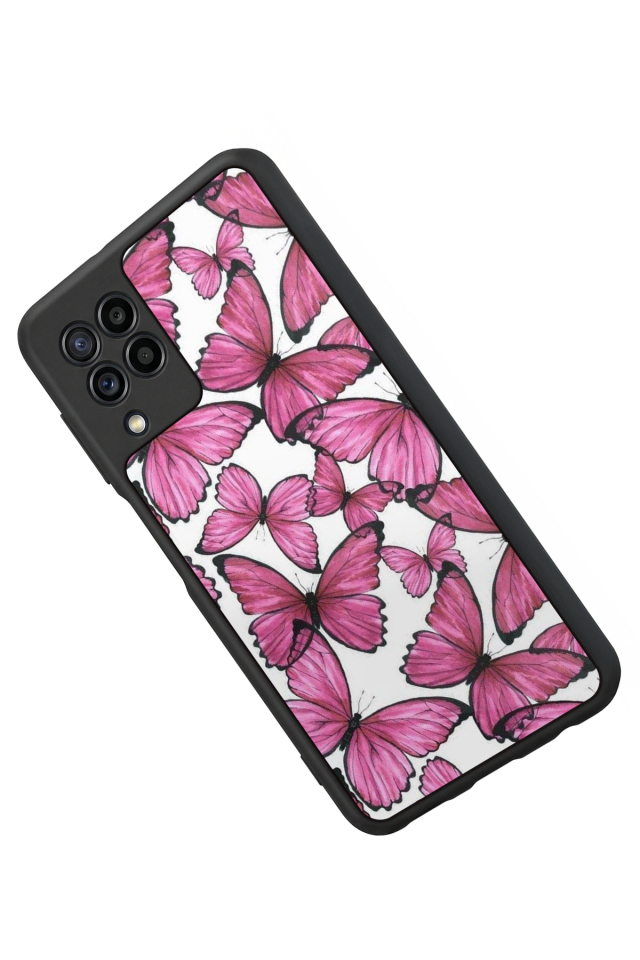 Samsung Galaxy M32 Uyumlu Kelebek Tasarımlı Glossy Premium Kılıf