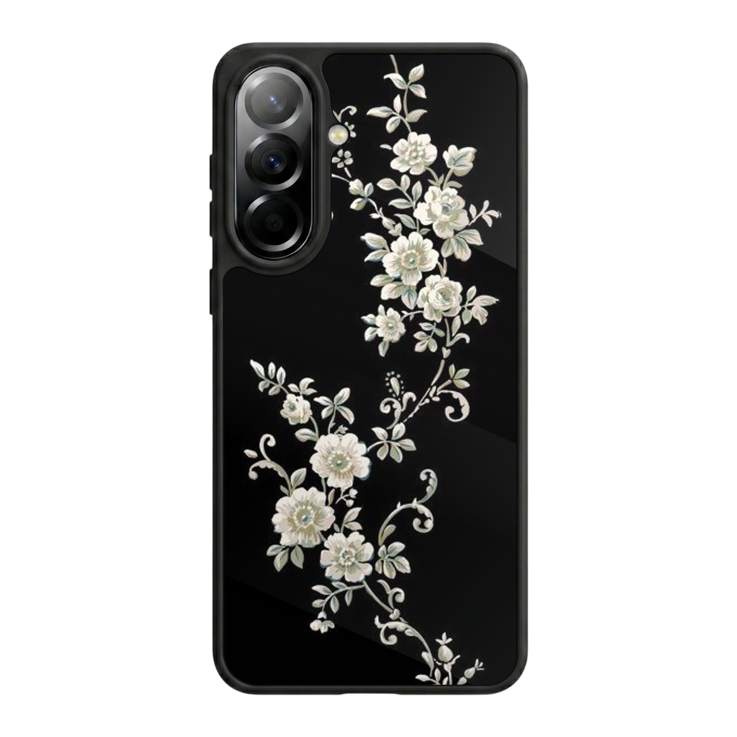 Samsung Galaxy A57 Uyumlu Yaldizli Cicek Tasarımlı Glossy Premium Kılıf