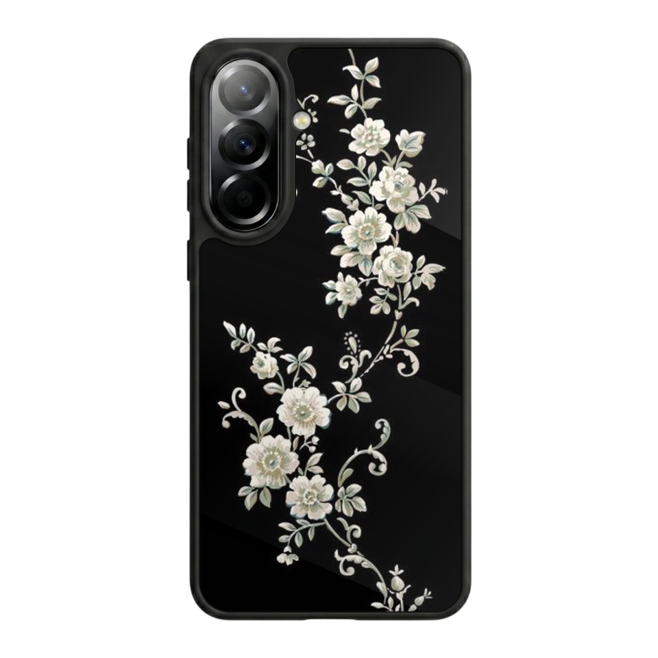 Samsung Galaxy A57 Uyumlu Yaldizli Cicek Tasarımlı Glossy Premium Kılıf