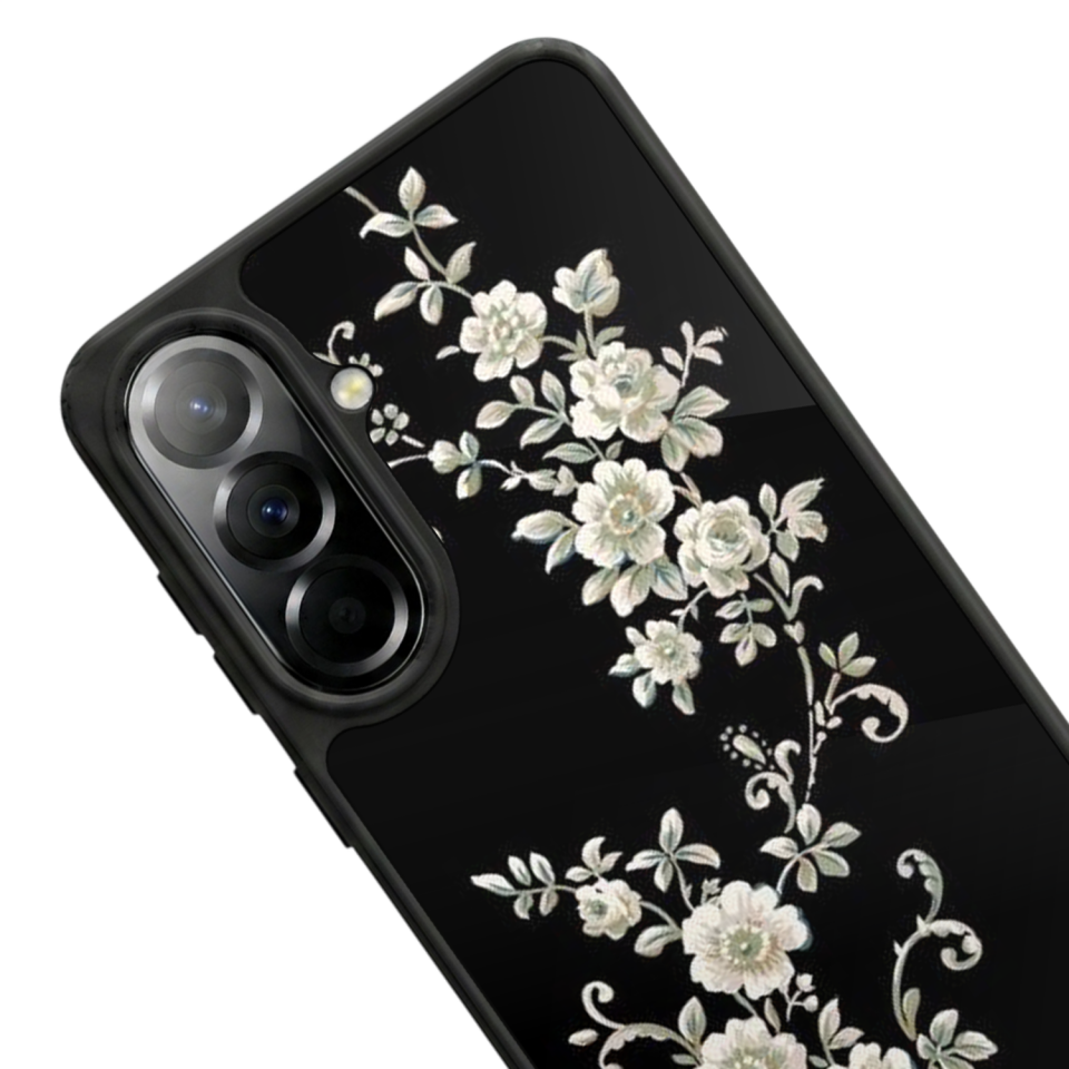 Samsung Galaxy A57 Uyumlu Yaldizli Cicek Tasarımlı Glossy Premium Kılıf