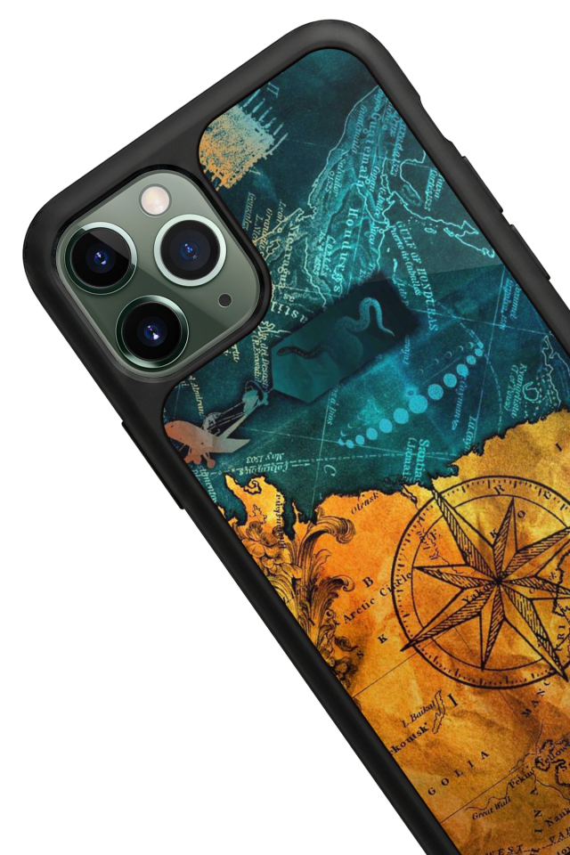 iPhone 11 Pro Uyumlu Harita Tasarımlı Glossy Premium Kılıf