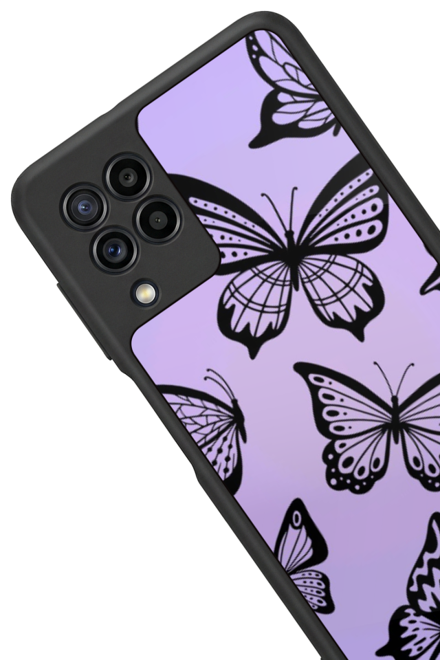 Samsung Galaxy M32 Uyumlu Kelebek Tasarımlı Glossy Premium Kılıf