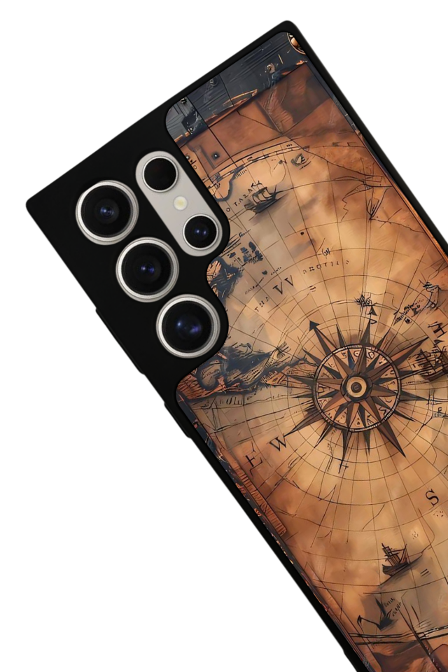 Samsung Galaxy S23 Ultra Uyumlu Harita Tasarımlı Glossy Premium Kılıf