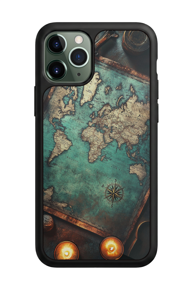 iPhone 11 Pro Uyumlu Harita Tasarımlı Glossy Premium Kılıf