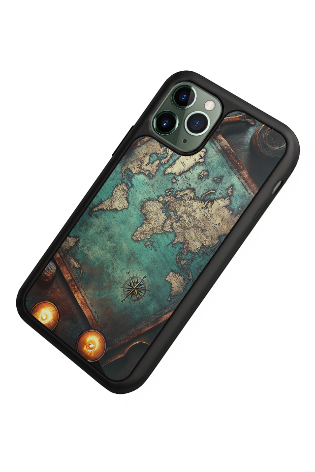 iPhone 11 Pro Uyumlu Harita Tasarımlı Glossy Premium Kılıf