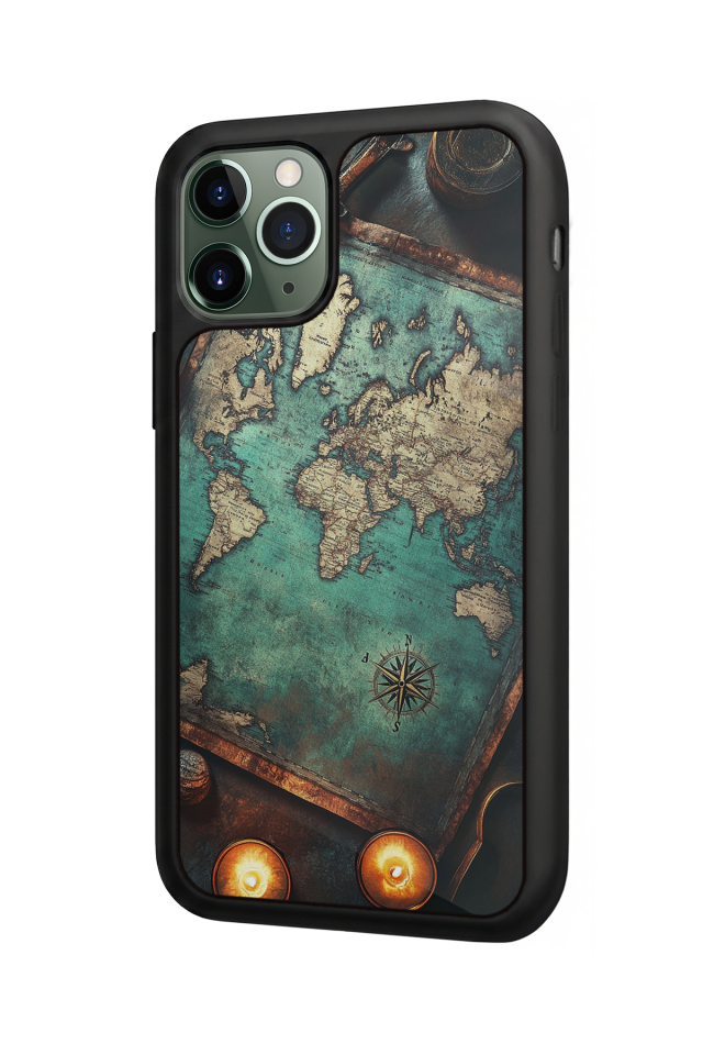 iPhone 11 Pro Uyumlu Harita Tasarımlı Glossy Premium Kılıf