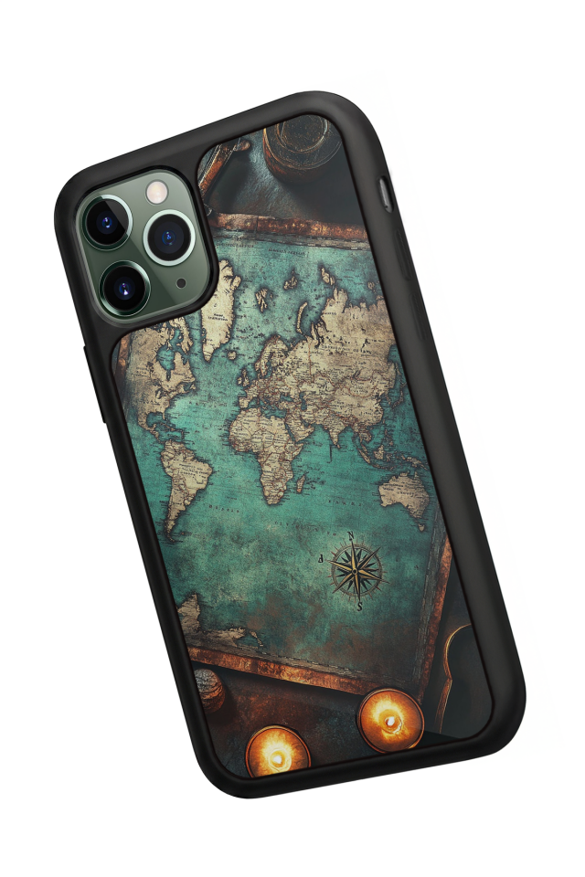 iPhone 11 Pro Uyumlu Harita Tasarımlı Glossy Premium Kılıf