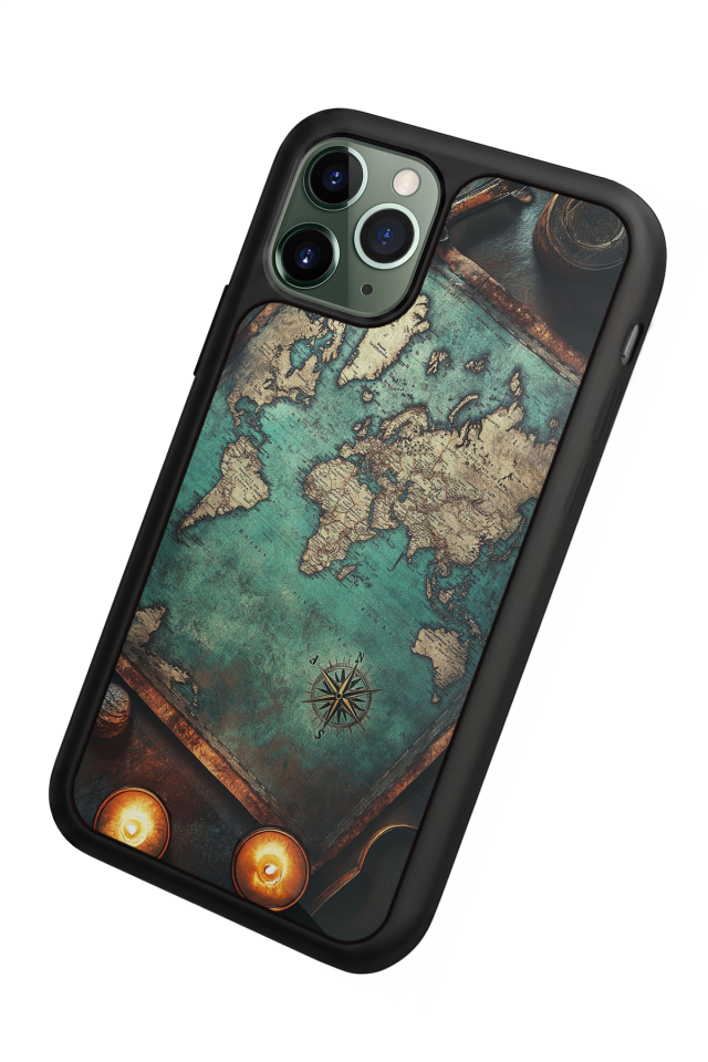 iPhone 11 Pro Uyumlu Harita Tasarımlı Glossy Premium Kılıf