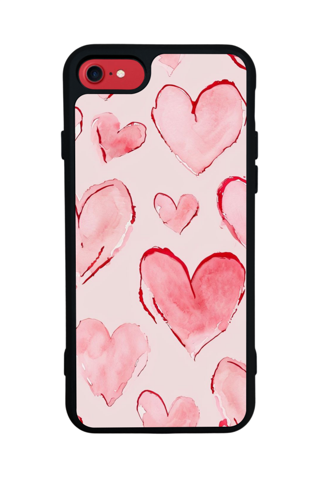 iPhone SE Uyumlu Kalp Love Tasarımlı Glossy Premium Kılıf