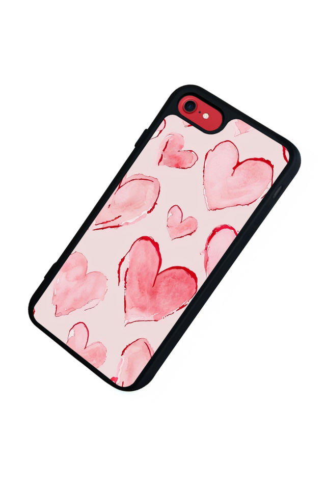 iPhone SE Uyumlu Kalp Love Tasarımlı Glossy Premium Kılıf