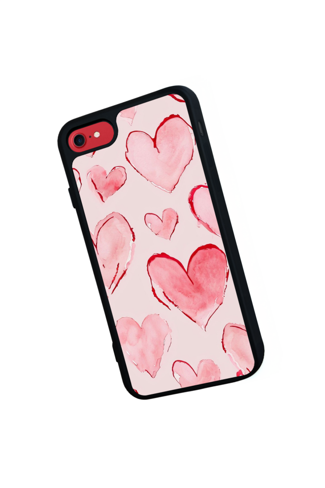 iPhone SE Uyumlu Kalp Love Tasarımlı Glossy Premium Kılıf