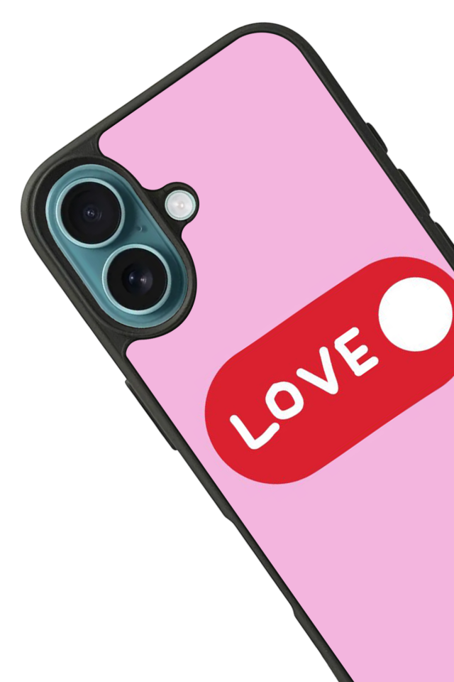 iPhone 16 Plus Uyumlu Kalp Love Tasarımlı Glossy Premium Kılıf