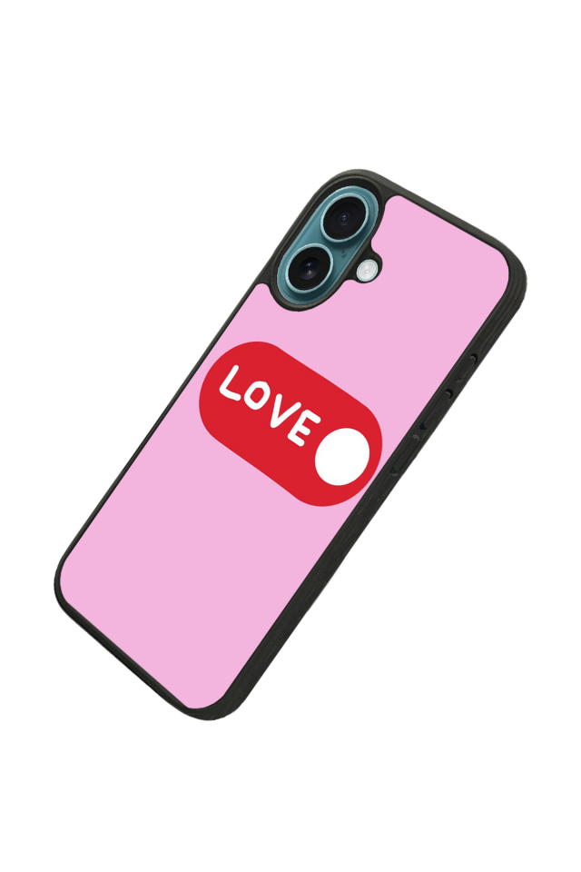 iPhone 16 Plus Uyumlu Kalp Love Tasarımlı Glossy Premium Kılıf