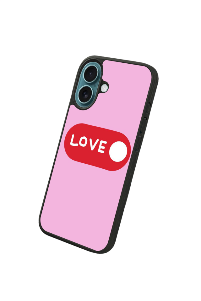 iPhone 16 Plus Uyumlu Kalp Love Tasarımlı Glossy Premium Kılıf